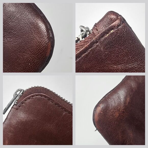 TUMBLE And HIDE Handcrafted Brown Leather Coin Pouch Wallet Key Ring England 5x3 - Picture 8 of 9